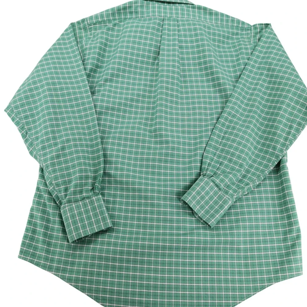 Brooks Brothers Makers Mens Green White Check Cotton Button Down Shirt